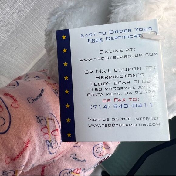 Herrington Teddy Bear Cheesecake Factory with Pajamas Tag White Pink - Picture 4 of 11